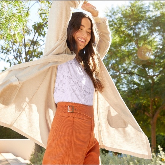 Donni OSFA Gray Striped Ribbed Open Cardigan - Picture 4 of 5